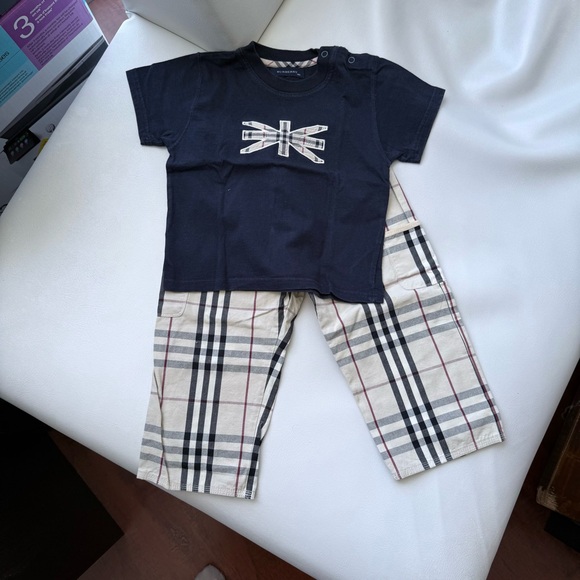 Burberry Navy and Plaid Kids Matching Set